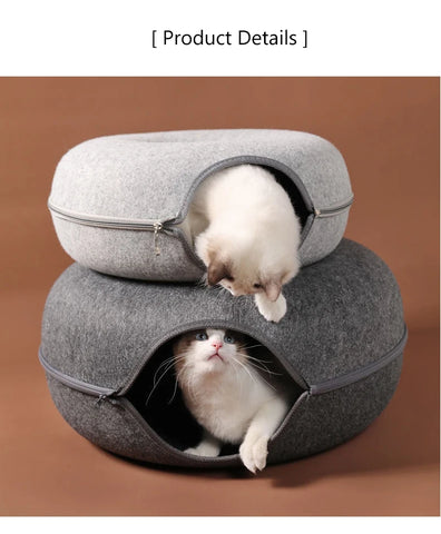 Donut Cat Bed Pet Cat Tunnel Interactive Game Toy Cat Bed Dual-use Indoor Toy Kitten Sports Equipment Cat Training Toy Cat House