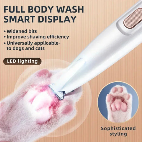 pet Paw Trimmer Electric Cat Dog Trimmer With LED Light Low Noise Pet Trimmer Waterproof For Grooming Paws Eyes Ears Buttock