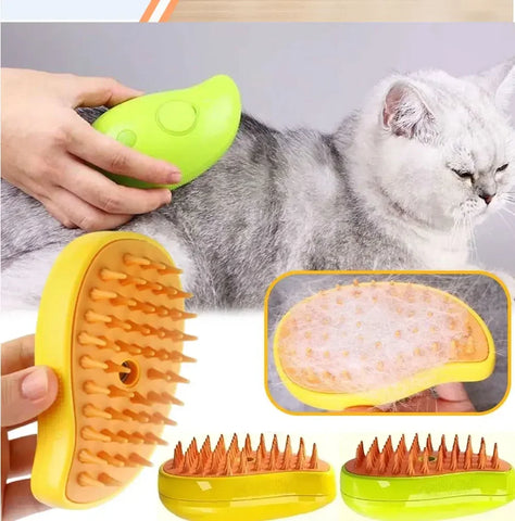 Electric Cat Steam Brush with Water Spray – Soft Silicone Grooming Comb for Bathing, Tangle Hair Removal & Hair Shedding