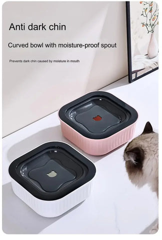 Non-Wetting Mouth Cat Bowl without Spill Dispenser, Plastic Drinking Water Bowl, Dog Drinking Water