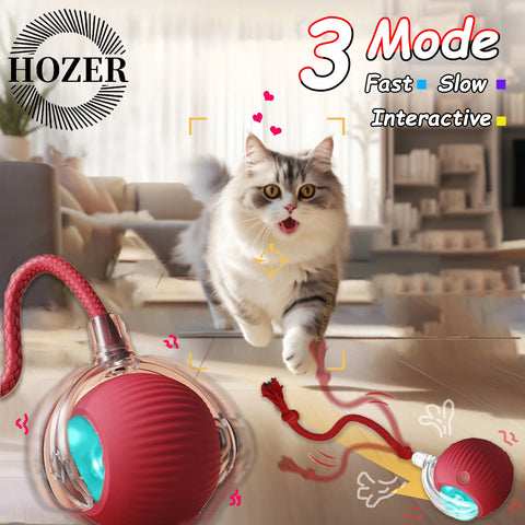 Cat Interactive Ball Toys 3 Mode Automatic Rolling Ball Faux Tail Rechargeable Smart Pet Electric Toy Cat Training Imitate Mouse