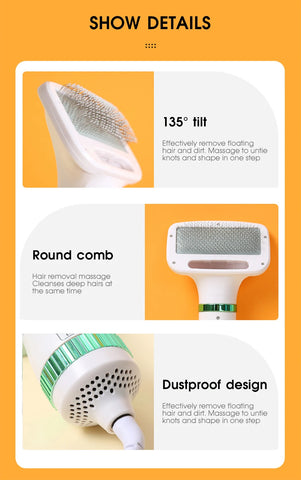 Pet Hair Dryer 2 with Slicker Brush Grooming for Cat and Dog Brush Professional Home Grooming Furry Drying Portable Dog Blower