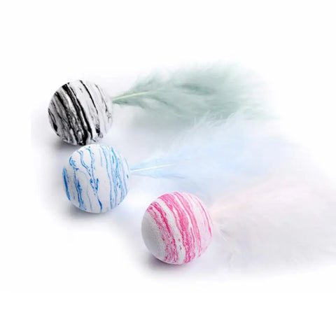 Cat toy Ball Feather Funny Cat Toy Star Ball Plus Feather Foam Ball Throwing Toys Interactive Plush Toys Pet Supplies katten toy