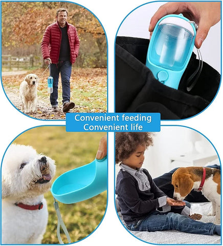 Multifunctional Dog Waterer Bottle 3 In 1 Portable Cat Dog Water Bottle Food Feeder Drinker Poop Dispenser Dog Accessories