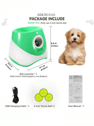 Automatic Dog Ball Shooter Launcher - Interactive Tennis Throwing Toy with Rechargeable USB, Fun Pet Chase & Exercise Machine