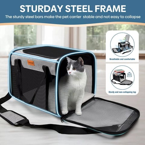 Pet Cat & Dog Carriers Soft-Sided Airline Approved Odorless Expandable Soft Travel Bag Waterproof Breathable And Comfortable