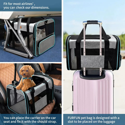 Pet Cat & Dog Carriers Soft-Sided Airline Approved Odorless Expandable Soft Travel Bag Waterproof Breathable And Comfortable