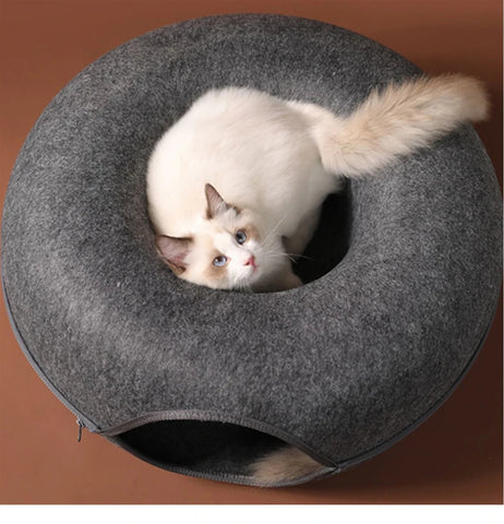 Donut Cat Bed Pet Cat Tunnel Interactive Game Toy Cat Bed Dual-use Indoor Toy Kitten Sports Equipment Cat Training Toy Cat House