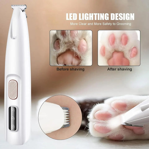 pet Paw Trimmer Electric Cat Dog Trimmer With LED Light Low Noise Pet Trimmer Waterproof For Grooming Paws Eyes Ears Buttock