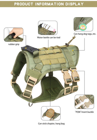 Dog Harness Tactical Vest Outdoor Training Walking Dog Harness Tactical Chest Sling For Medium And Large Dogs