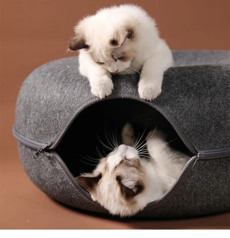 Donut Cat Bed Pet Cat Tunnel Interactive Game Toy Cat Bed Dual-use Indoor Toy Kitten Sports Equipment Cat Training Toy Cat House