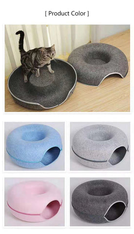 Donut Cat Bed Pet Cat Tunnel Interactive Game Toy Cat Bed Dual-use Indoor Toy Kitten Sports Equipment Cat Training Toy Cat House