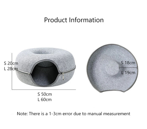 Donut Cat Bed Pet Cat Tunnel Interactive Game Toy Cat Bed Dual-use Indoor Toy Kitten Sports Equipment Cat Training Toy Cat House