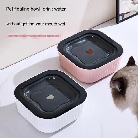 Non-Wetting Mouth Cat Bowl without Spill Dispenser, Plastic Drinking Water Bowl, Dog Drinking Water