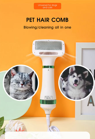 Pet Hair Dryer 2 with Slicker Brush Grooming for Cat and Dog Brush Professional Home Grooming Furry Drying Portable Dog Blower