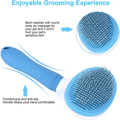 Depets-Self Cleaning Slicker Brush, Dog, Cat, Bunny, Pet Grooming, Shedding Brush, Easy to Remove, Loose Undercoat