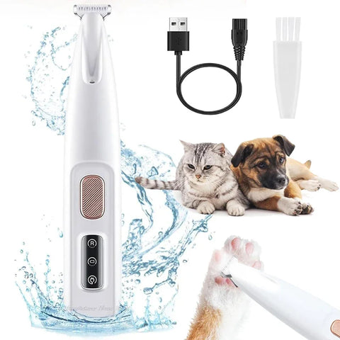 pet Paw Trimmer Electric Cat Dog Trimmer With LED Light Low Noise Pet Trimmer Waterproof For Grooming Paws Eyes Ears Buttock