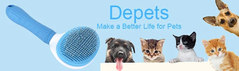 Depets-Self Cleaning Slicker Brush, Dog, Cat, Bunny, Pet Grooming, Shedding Brush, Easy to Remove, Loose Undercoat