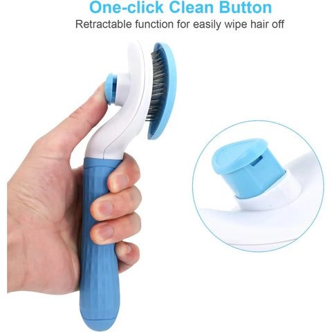 Depets-Self Cleaning Slicker Brush, Dog, Cat, Bunny, Pet Grooming, Shedding Brush, Easy to Remove, Loose Undercoat