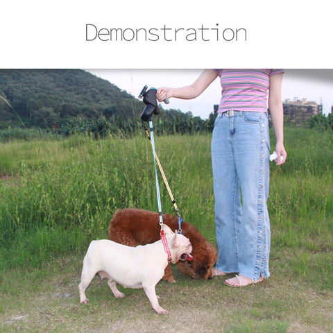 Dogs Walking Pet Traction Rope Belt Retractable Adjustable Double with Light Dual Dog Rope Leash Rotation Pet Rope